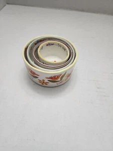 Natural Life Ceramic Measuring Cups Bowls, Nesting Set of 4 Floral Nature Theme - Imagen 1 de 9