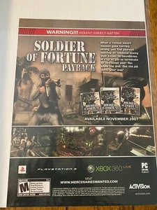 Playstation 3 2007 Soldier of Fortune anuncio de devolución de dinero - Imagen 1 de 1