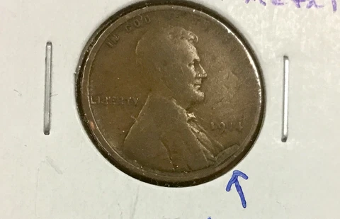1914 LINCOLN WHEAT Cent error struck over scrap of metal under date Cover