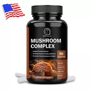 10x Mushroom Complex Supplement, Lions Mane,Reishi, Shiitake,Immune 90 Capsules - Picture 1 of 8