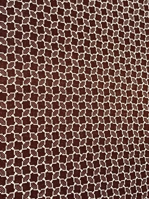 1987 Marcus Bros. Textiles Brown Cream Geometric Pattern Fabric 20" x 42" Vtg - Image 1 of 4