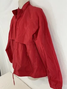 Lands End Mens L Red Nylon Zip Front Vented Windbreaker Rain Jacket - Picture 1 of 10