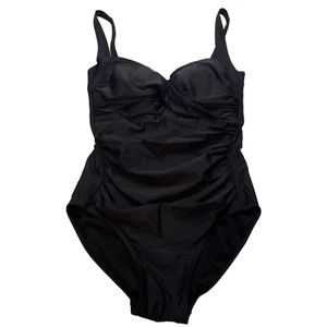 Shore Shapes Swimsuit Womens 10 Black Ruched Tummy Control One Piece Slimming - Picture 1 of 12