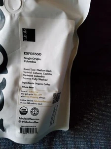 Fabula/Organic/Whole Bean Columbian Coffee/Medium Dark Espresso/12 oz. Bag - Picture 1 of 1