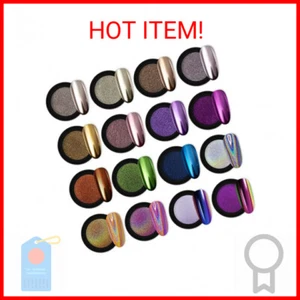 Artdone 16 Jars Chrome Nail Powder Nail Art Glitter Decoration Metallic Mirror E - Picture 1 of 2