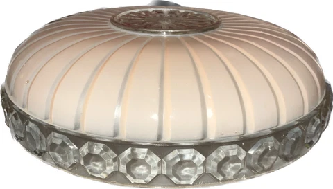 Antique Art Deco Peachy Pink Clear Ceiling Light Shade 11 Inch Cover