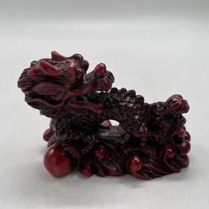 RED Chinese Feng Shui Dragon Resin Figurine Statue Luck Success 3.5” X 2.5” - Picture 1 of 10