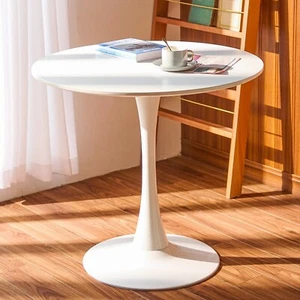 1x DEJINBU Round Table Dining Table Tulip Table 80cm White Top Metal Pedestal - Picture 1 of 9