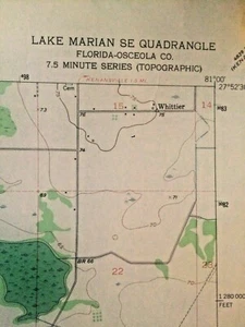 Authentic 1953 Lake Marian Florida SE Quadrangle Topographic Map  - Picture 1 of 8