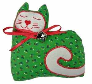 Wind Up Plush Cat Green Christmas Music What Child is This - Picture 1 of 3
