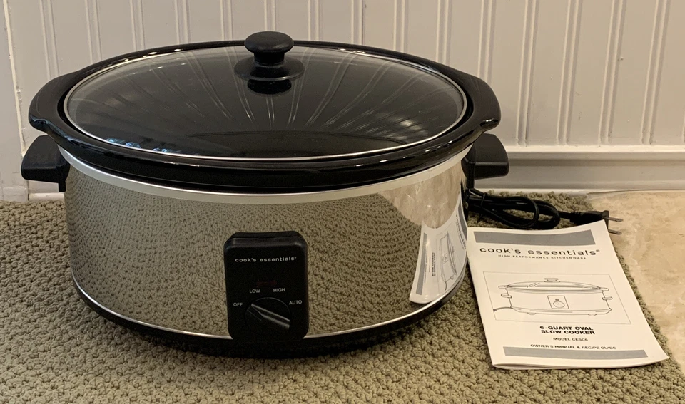 NWOB Cook's Essentials 6-QT Slow Cooker Electric Chrome Model CESC6 Never Used - Image 1 of 4