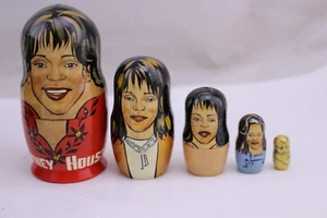 2012 Whitney Houston Hand Painted 5 Piece Wooden Nesting Matryoshka Doll - Picture 1 of 4