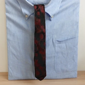 Neck Tie Mens Black Red Solid Fashion Party Suit Artist Designer Jacquard Skinny - Picture 1 of 8