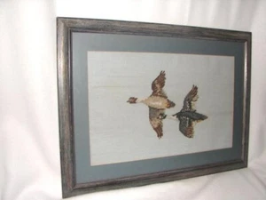 Geese Needlepoint handmade handcrafted Wood Frame with Glass Picture 18 x 24 - Picture 1 of 4
