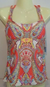 Antonio Melani Size Small PILLOW PAISLEY Red Glow New Women's Tankini Swim Top - Picture 1 of 12