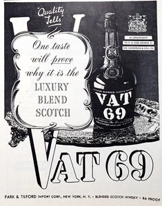 PRINT AD 1945 Vat 69 Luxury Blend Scotch Whisky Royal Appointment 5x6 - Picture 1 of 1