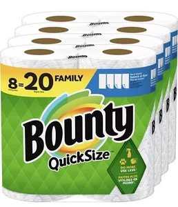Toallas de papel Bounty tamaño rápido, blancas, 8 rollos familiares = 20 rollos regulares - Imagen 1 de 7