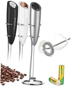 Milk Frother Handheld Battery Operated Electric Foam Maker, Drink Mixer Gray - Picture 1 of 7