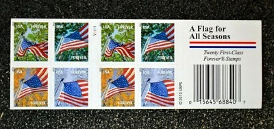 2013USA #4796-4799b Forever A Flag For All Seasons (V1111) Booklet of 20 (AVR)  - Image 1 of 2