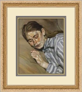 Lucian Freud Girl in Striped Nightdress Custom Framed Print - Picture 1 of 2