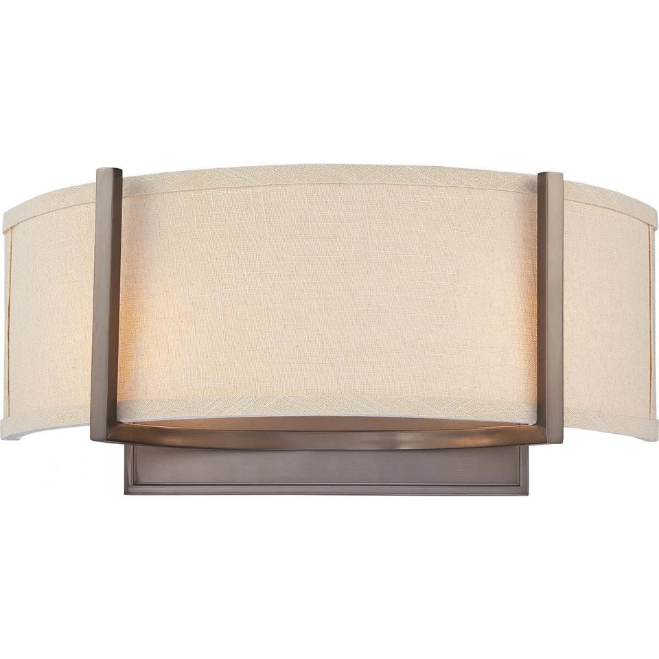 Nuvo Lighting Gemini 2 Light Wall Sconce w/ Khaki Fabric Shade 60-4854 - Image 1 of 1