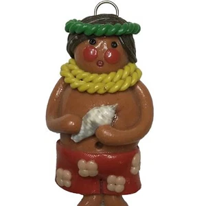 Vtg Kailua Bay Co Clay HTF Hawaii Hula Rainbow Hawaiian Tiki Ornament Pendant - Picture 1 of 8