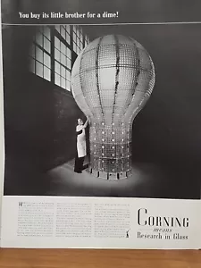 1941 Corning Glass Works Fortune WW2 Print Ad Giant Light Bulb Research - Bild 1 von 2