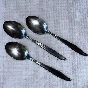 Vtg Wm & Rogers Bermuda Stainless Soup Table Spoons Lot Of 3 Oval USA - Picture 1 of 4