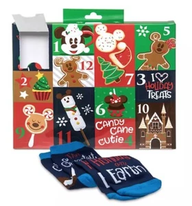 Neu im Karton 12 Paar Disney Parks Urlaub Essen Advent Socken Set Erwachsene Schuhgröße 4-10 - Bild 1 von 6