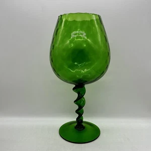 Vintage 13” Green MCM Empoli Italian Art Glass Twisted Stem Compote Bowl Vase - Picture 1 of 6