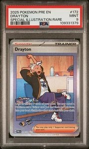 POKEMON PRISMATIC EVOLUTIONS #172 DRAYTON SPECIAL ILLUSTRATION RARE PSA 9 - Picture 1 of 2