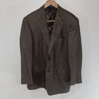Chereskin Camel Hair Sports Coat Men’s 44R Brown Black Herringbone - Image 1 of 4
