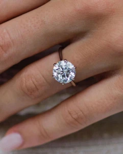 Black Friday! 4CT Round Lab Grown Diamond Solitaire Wedding Ring 14k White Gold - Picture 1 of 12