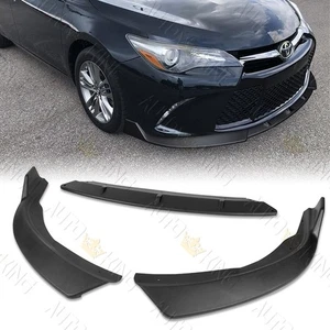 FIT 15-17 TOYOTA CAMRY MATT BLACK 3PCS FRONT BUMPER SPLITTER SPOILER LIP - Picture 1 of 5