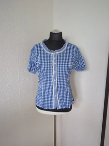 Damen Trachten Dirndl Bluse blau weiß kariert Größe XL - Bild 1 von 7
