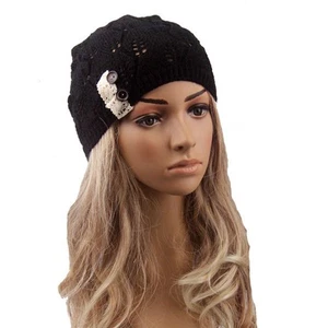  Winter Hats Handmade Women's Fashion Lace Button Cap Leaves Hollow Out - Picture 1 of 1