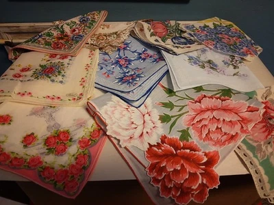 Lote de 10 lenços vintage florais lenço - Imagem 1 de 4