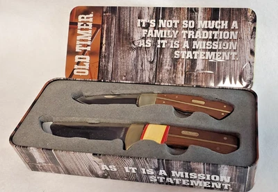 Juego de regalo de dos cuchillos Schrade Old Timer Limited #17-24 con funda en lata de coleccionista Foto 1 de 4