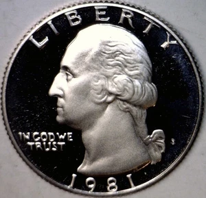 1981s GEM PROOF ULTRA DEEP CAMEO Washington Quarter Coin 1c Start NR AUKTION - Bild 1 von 2
