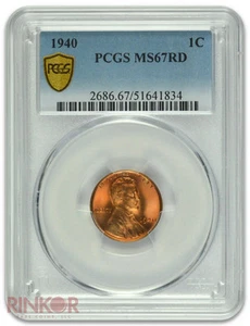 1940 1C Lincoln Wheat Cent PCGS MS 67 RD - Picture 1 of 3