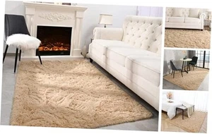 Beige Shaggy Rugs for Bedroom Living Room, 4x5.9 Feet Super Soft Fluffy Fuzzy - Picture 1 of 7