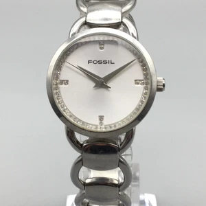 Fossil F2 ES-1355 Uhr Damen 30mm silberfarbene Kristalle neue Batterie 6,75" - Bild 1 von 12