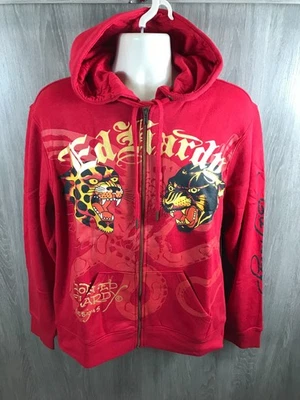 Sudadera con Capucha Ed Hardy Para Hombre Talla M Roja Cremallera Completa Pantera Gatos Salvajes Nueva con Etiquetas Foto 1 de 4