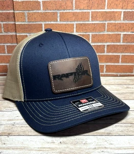 Sombrero de camionero Richardson 112 Raptor parche de cuero sintético - Sombrero Raptor - Azul marino/caqui - Imagen 1 de 4