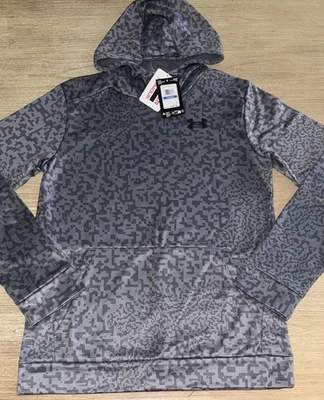 NWT Under Armour Big Boy’s XL 18/20 Fleece Printed Hoodie Gray RV $45 NEW Soft - Image 1 of 3