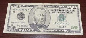 Series 1996 ~ New York $50 Fifty Dollar Bill Note FRN ~ АВ42015071С ~ - Picture 1 of 2
