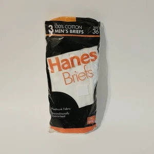 Vtg 90s Hanes Mens Briefs Underwear Size 36 3-Pack Cotton 1992 White - Picture 1 of 6
