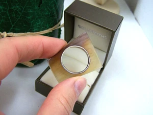 GORGEOUS OVERSIZED SOLID 925 STERLING SILVER MODERNIST BRUTALIST RING SIZE P 7.5 - Picture 1 of 9