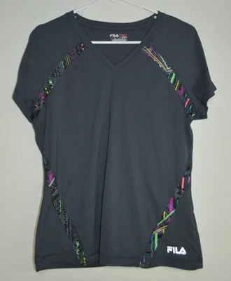 Top grande Fila Sport Live in Motion gris manga corta cuello en V para mujer Foto 1 de 4