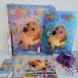 Lisa Frank Vintage Angel Puppy Barclay Y2K Vinyl Zip Around 3 Ring Binder LOT - Picture 1 of 24